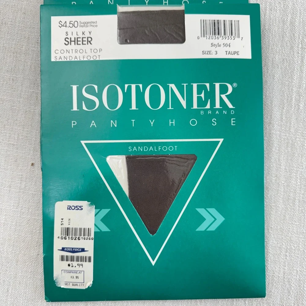 Vintage Isotoner Pantyhose Lot of 2 Size 3 Silky Sheer Control Top Sandalfoot